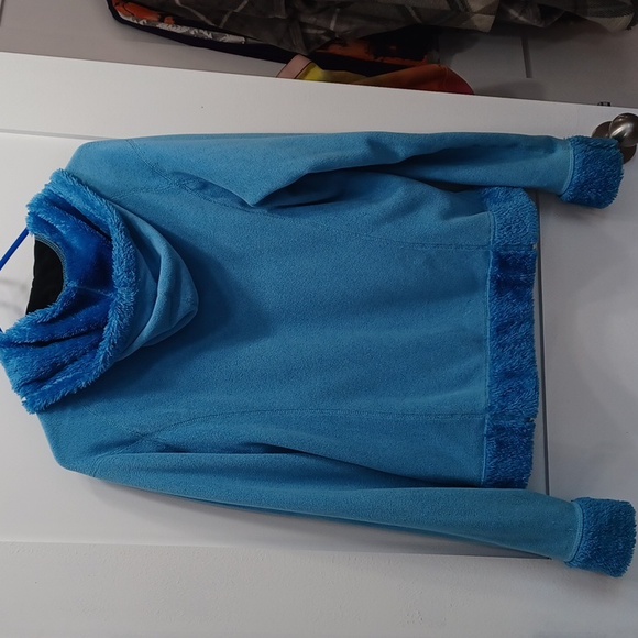 Bluw Fleece Faux Fur fuzzy soft Velour hoodie coat jacket med Mountain Hard Ware - Picture 8 of 15